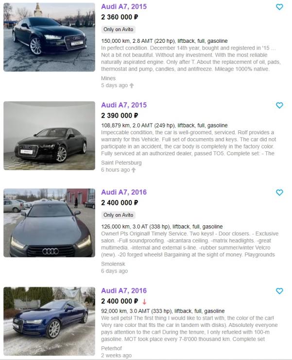 rusya ikinci el audi fiyatları